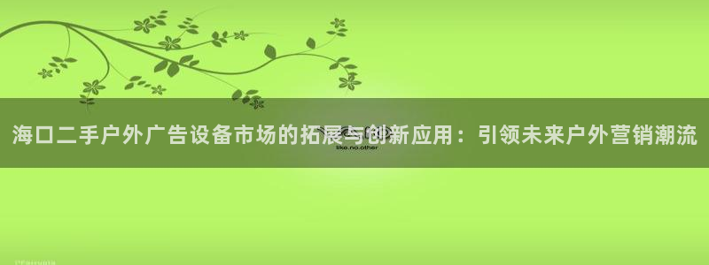 杏宇平台提现为什么这么久呢：海口二手户外广告设备市场的拓展与创新应用：引领未来户外营销潮流